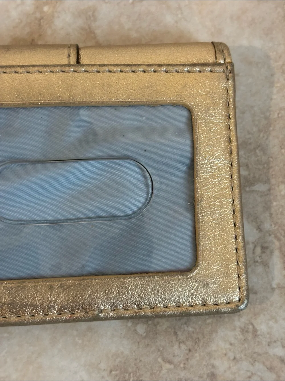 Coach Metallic Gold Leather Compact Card Case